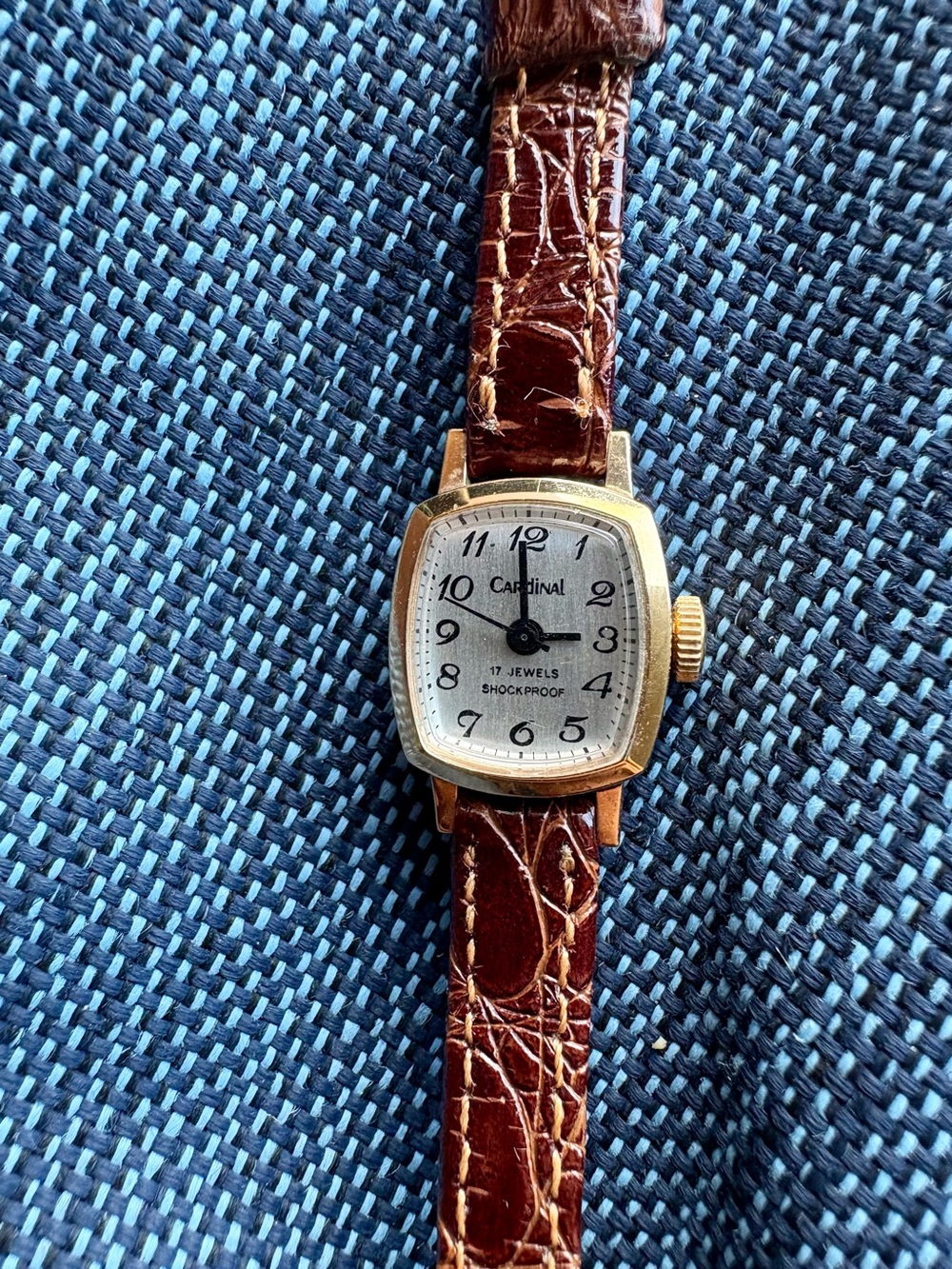 Vintage Cardinal 17-Jewel Mechanical Ladies Watch – Gold Tone & Leather